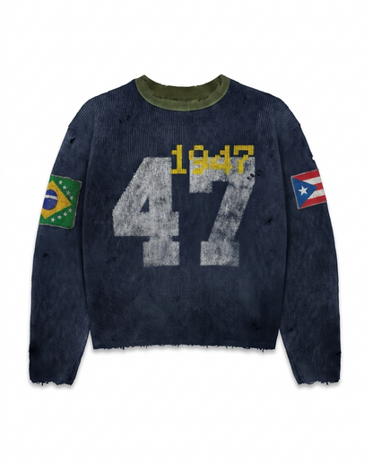Navy Blue "Nationality" Sweater