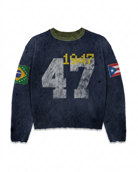 Navy Blue "Nationality" Sweater