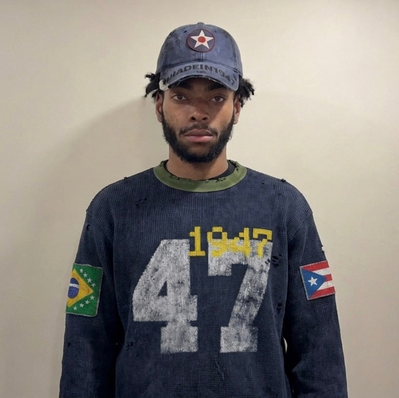 Navy Blue "Nationality" Sweater