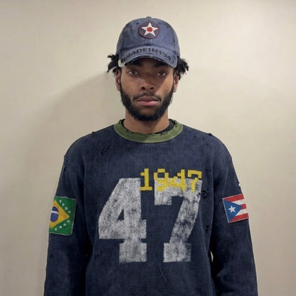 Navy Blue "Nationality" Sweater